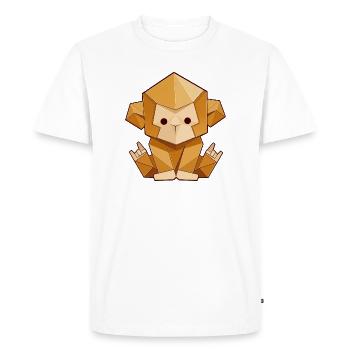 Origami Monkey – Rock Hand Sign Polygon Style - Men's Premium Organic T-Shirt - white - Front - Nico (187cm)