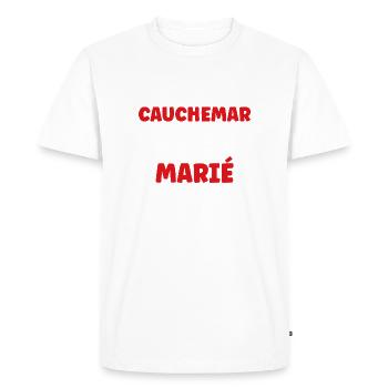 J'ai fait un cauchemar: marié - T-shirt Premium bio Homme - blanc - Devant - Nico (187cm)