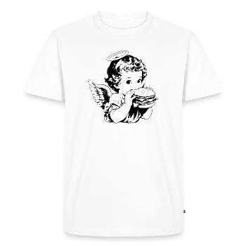 Burger Engel – Le chérubin mange du millésime hamburger - T-shirt Premium bio Homme - blanc - Devant - Nico (187cm)