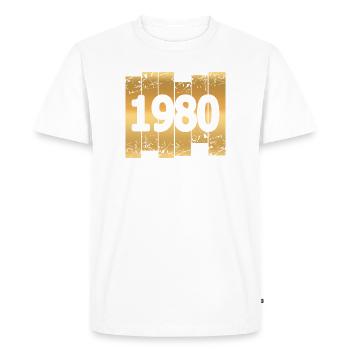 1980 - T-shirt Premium bio Homme - blanc - Devant - Nico (187cm)