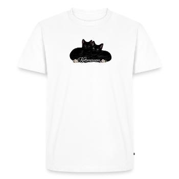 Cat Mom – Amour de chat avec des fleurs - T-shirt Premium bio Homme - blanc - Devant - Nico (187cm)