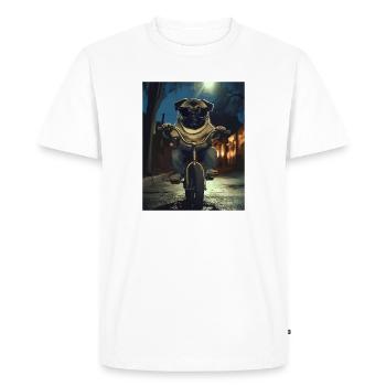Carlin à vélo la nuit - T-shirt Premium bio Homme - blanc - Devant - Nico (187cm)