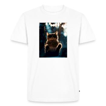 Cat swing in the night light - Men's Premium Organic T-Shirt - white - Front - Nico (187cm)