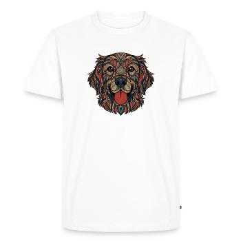 Colorful Dog Portrait Pattern - Men's Premium Organic T-Shirt - white - Front - Nico (187cm)