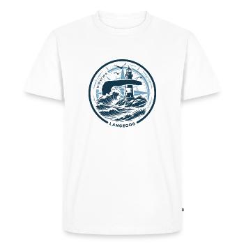 Langeoog | Quand l’île appelle - Vagues de la mer du Nord - T-shirt Premium bio Homme - blanc - Devant - Nico (187cm)