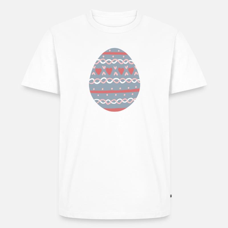 Pastel Hearts Egg Pattern - Männer Premium Bio T-Shirt - Weiß