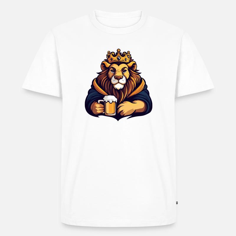 Löwe Bier König - Männer Premium Bio T-Shirt - Weiß