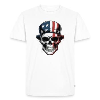USA Totenkopf - Design du Crâne Patriote - T-shirt Premium bio Homme - blanc - Devant - Nico (187cm)
