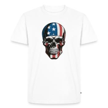 USA Totenkopf - Design du Crâne Patriote - T-shirt Premium bio Homme - blanc - Devant - Nico (187cm)