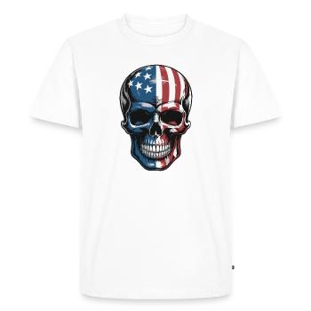 USA Totenkopf - Design du Crâne Patriote - T-shirt Premium bio Homme - blanc - Devant - Nico (187cm)
