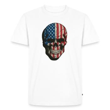 USA Totenkopf - Design du Crâne Patriote - T-shirt Premium bio Homme - blanc - Devant - Nico (187cm)