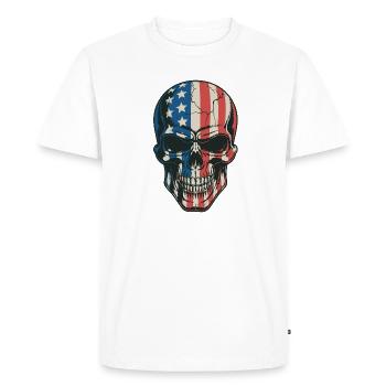 USA Totenkopf - Design du Crâne Patriote - T-shirt Premium bio Homme - blanc - Devant - Nico (187cm)