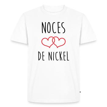 noces de nickel 28 ans de bonheur et d'amour - T-shirt Premium bio Homme - blanc - Devant - Nico (187cm)