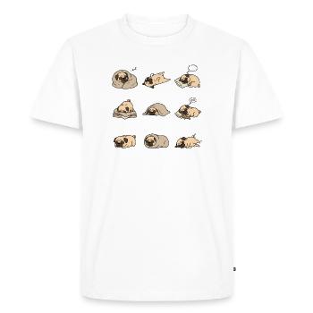 Neuf poses mignonnes de carlin endormi - T-shirt Premium bio Homme - blanc - Devant - Nico (187cm)