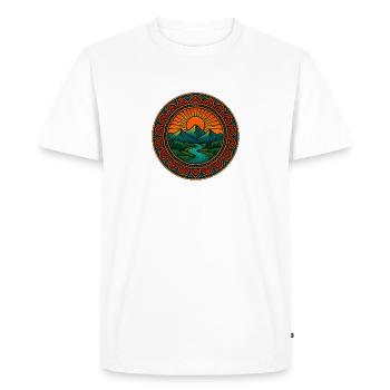 Sunrise Mountain Mandala t-shirt - Men's Premium Organic T-Shirt - white - Front - Nico (187cm)