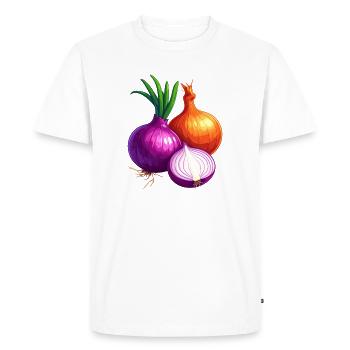 Onions - Men's Premium Organic T-Shirt - white - Front - Nico (187cm)