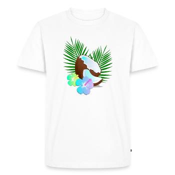 Hibiscus des tropiques de l’île Coconut - T-shirt Premium bio Homme - blanc - Devant - Nico (187cm)