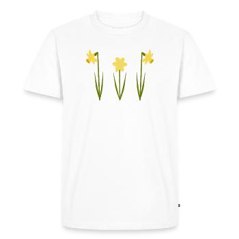 Anniversaire de mars Fleurs de naissance Jonquilles en fleurs - T-shirt Premium bio Homme - blanc - Devant - Nico (187cm)