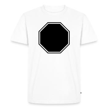 Forme d’arrêt – Cadre d’attention pour le design ! - T-shirt Premium bio Homme - blanc - Devant - Nico (187cm)