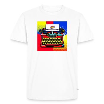 Machine à écrire Pop Art Bang - T-shirt Premium bio Homme - blanc - Devant - Nico (187cm)