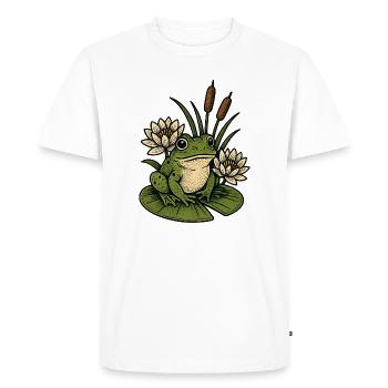 Frog at the water lily pond - Men's Premium Organic T-Shirt - white - Front - Nico (187cm)