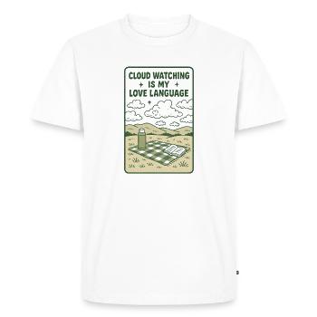 Observation des nuages | Ambiance Nature Cottagecore - T-shirt Premium bio Homme - blanc - Devant - Nico (187cm)