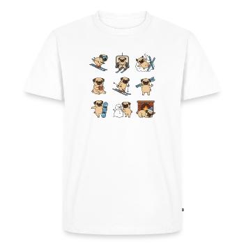Pug Winter Ski Holiday Snowboard Fun - Men's Premium Organic T-Shirt - white - Front - Nico (187cm)