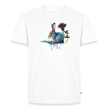 Colorful bunny with clover - Men's Premium Organic T-Shirt - white - Front - Nico (187cm)