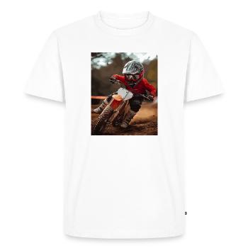 Motocross racer in red suit - Men's Premium Organic T-Shirt - white - Front - Nico (187cm)