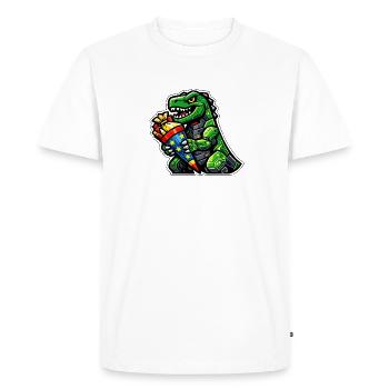 Inscription scolaire Dinosaur Dino Schoolchild 2026 - T-shirt Premium bio Homme - blanc - Devant - Nico (187cm)
