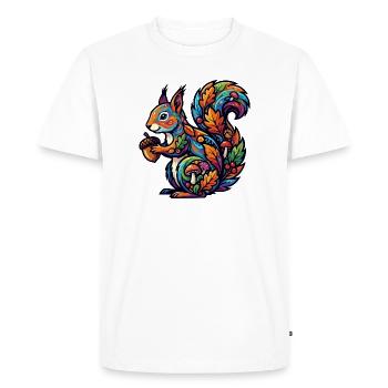 Écureuil coloré d’automne, habitant de la forêt magique - T-shirt Premium bio Homme - blanc - Devant - Nico (187cm)