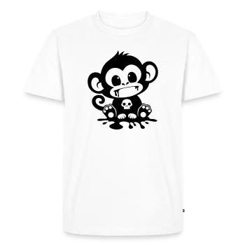 Spooky Monkey with Skull - Men's Premium Organic T-Shirt - white - Front - Nico (187cm)