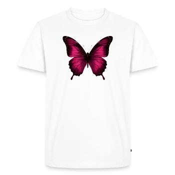 Papillon magenta sur fond noir - T-shirt Premium bio Homme - blanc - Devant - Nico (187cm)