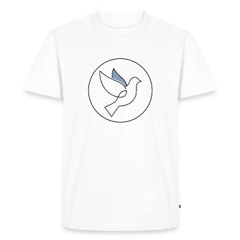 Minimalist Dove of Peace Blue Wing - Men's Premium Organic T-Shirt - white - Front - Nico (187cm)