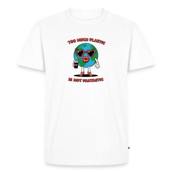 Le plastique n’est pas une expression écologique ironique - T-shirt Premium bio Homme - blanc - Devant - Nico (187cm)