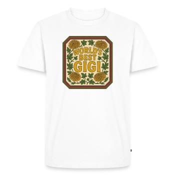 World's Best Gigi Vintage Floral - Men's Premium Organic T-Shirt - white - Front - Nico (187cm)