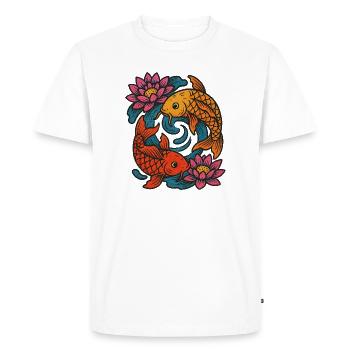 Koi and Lotus Circular Design - Men's Premium Organic T-Shirt - white - Front - Nico (187cm)