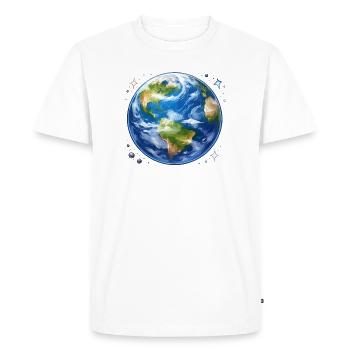 La Terre dans un style aquarelle cosmique - T-shirt Premium bio Homme - blanc - Devant - Nico (187cm)