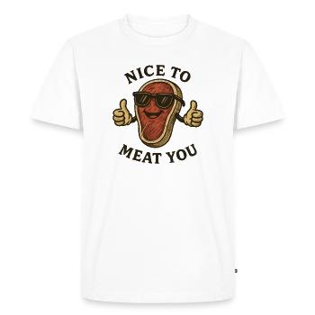 Nice to Meat You Steak de dessin animé - T-shirt Premium bio Homme - blanc - Devant - Nico (187cm)
