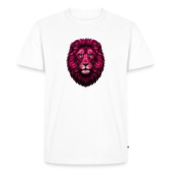 Lion rose avec crinière fleurie - T-shirt Premium bio Homme - blanc - Devant - Nico (187cm)
