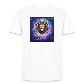 Celestial Lion with Golden Crown - Men's Premium Organic T-Shirt - white - Front - Nico (187cm)