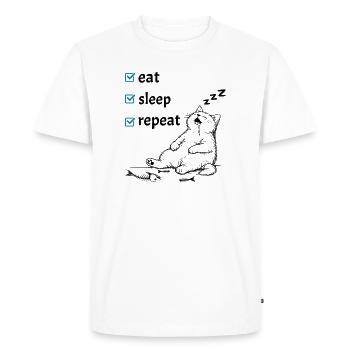 Eat Sleep Repeat – Cute Cat Life Checklist - Men's Premium Organic T-Shirt - white - Front - Nico (187cm)