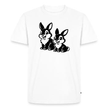 Duet de Lapins Esquissés - T-shirt Premium bio Homme - blanc - Devant - Nico (187cm)