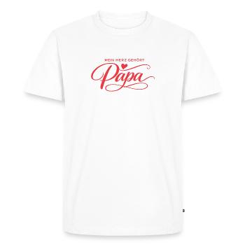 Mon cœur appartient à papa – cadeau de la fête des pères - T-shirt Premium bio Homme - blanc - Devant - Nico (187cm)