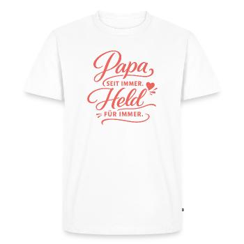 Papa Héros pour toujours – cadeau de la fête des pères - T-shirt Premium bio Homme - blanc - Devant - Nico (187cm)