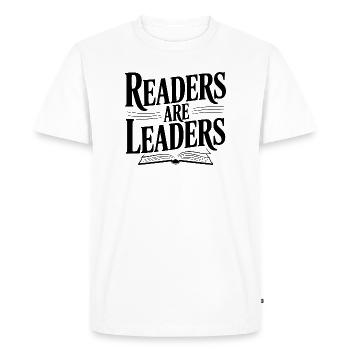 Readers are Leaders - Men's Premium Organic T-Shirt - white - Front - Nico (187cm)