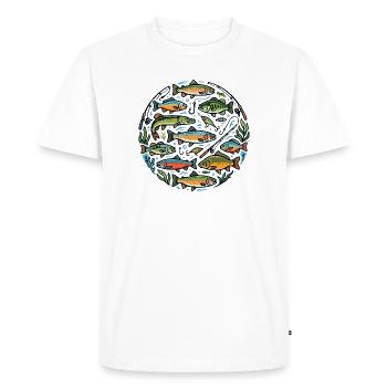Espèce de poisson Motif de pêche à l’hameçon et pêche - T-shirt Premium bio Homme - blanc - Devant - Nico (187cm)