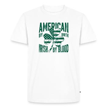 Irish-American Roots Tee - Men's Premium Organic T-Shirt - white - Front - Nico (187cm)