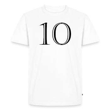 10. 10 ANS. 10e ANNIVERSAIRE. ANNIVERSAIRE 10 ANS. - T-shirt Premium bio Homme - blanc - Devant - Nico (187cm)