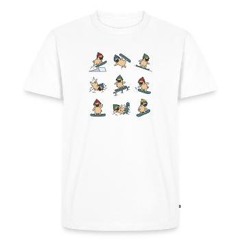 Snowboard Pug Funny Winter Dog Fun - Men's Premium Organic T-Shirt - white - Front - Nico (187cm)